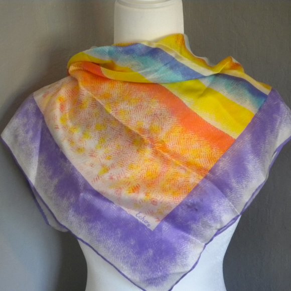 Vintage Accessories - Sunset glow 1960's  Echo silk scarf